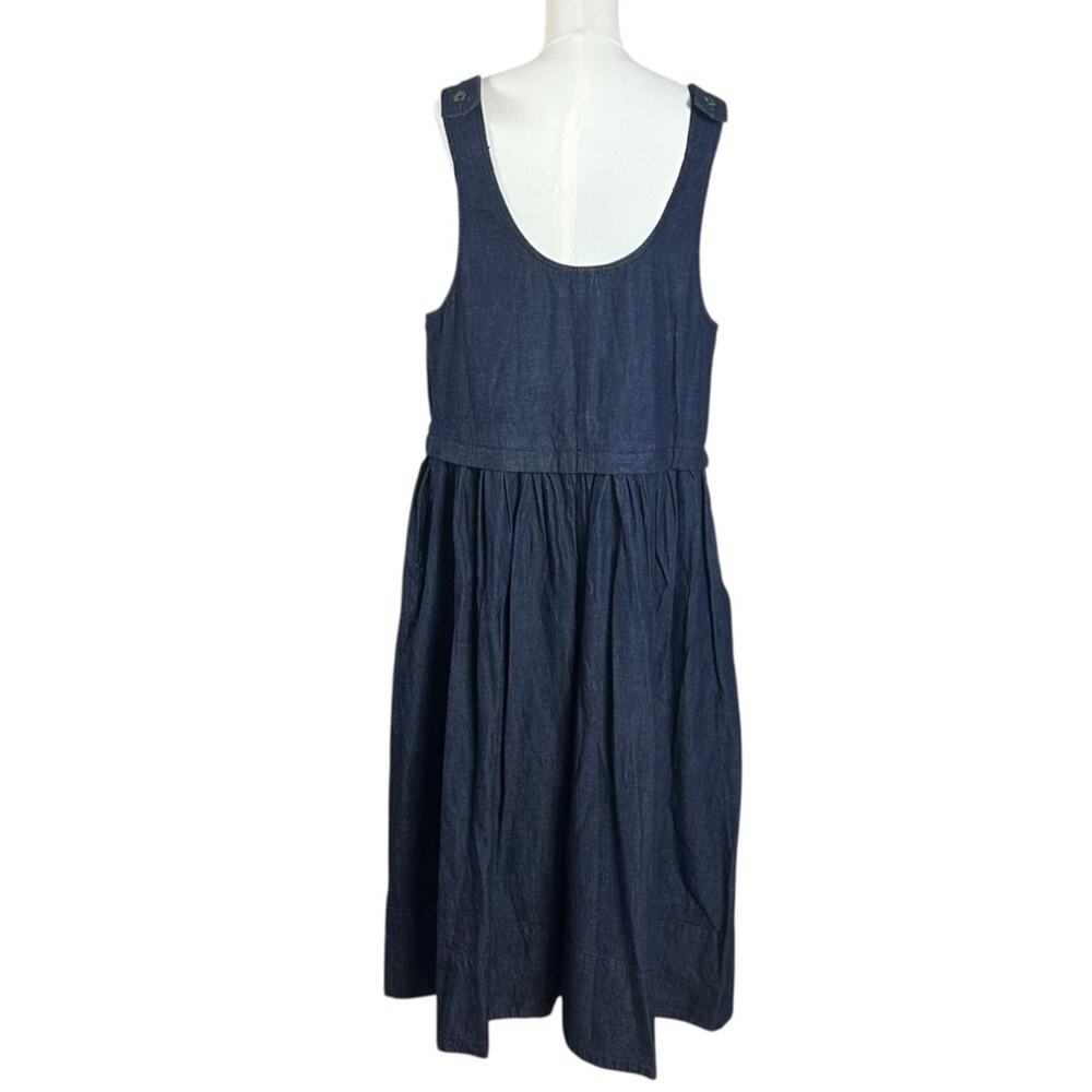Free People Retro 90s Soraya Dark Denim Drop Waist Midi Jumper Dress Size Medium - Picture 8 of 13